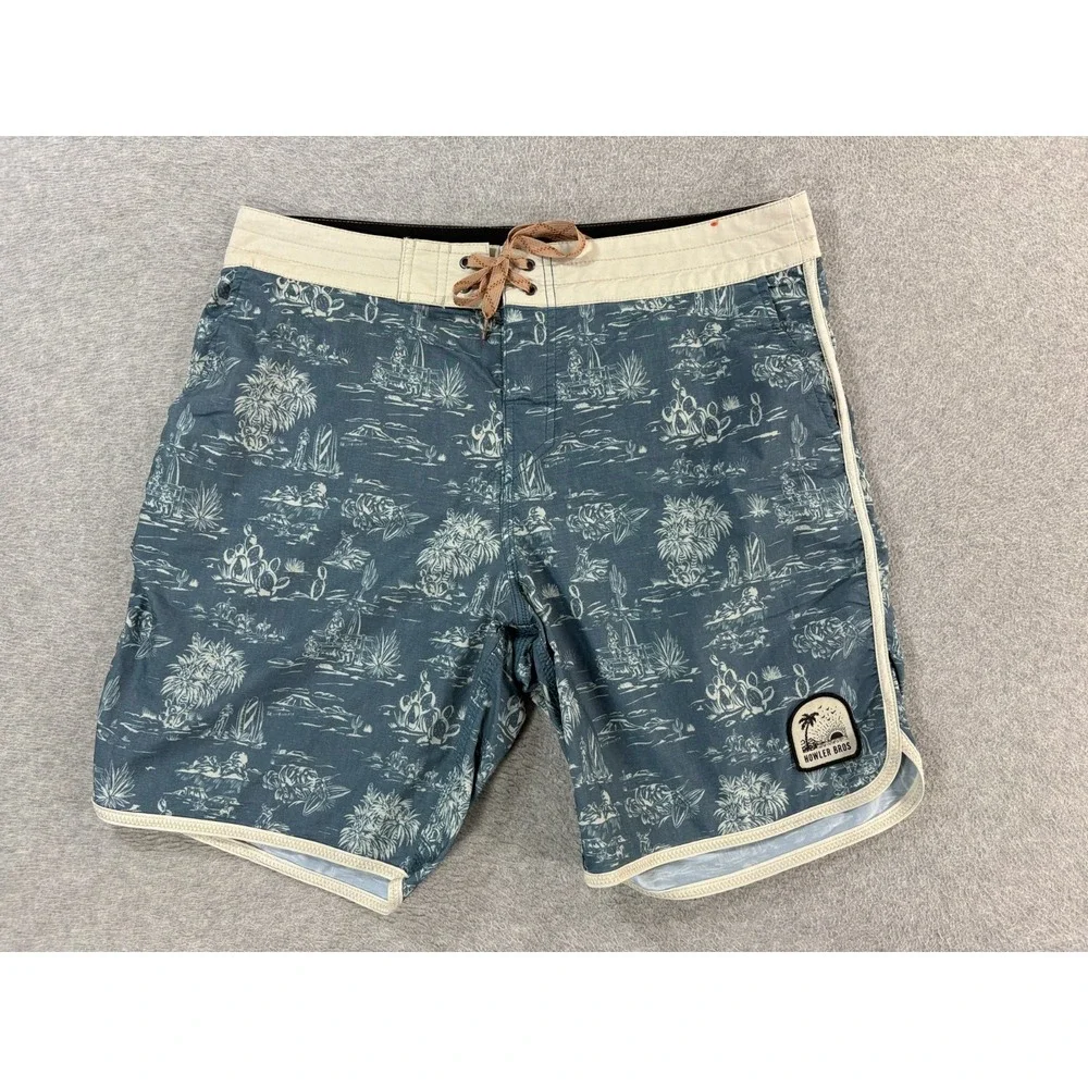 Howler Brothers Performance Swim Beach Board Shorts (Men's 34) Blue - 9